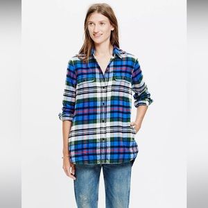 NWT Madewell Flannel Ex-Boyfriend Shirt in Larchmont Plaid Size M